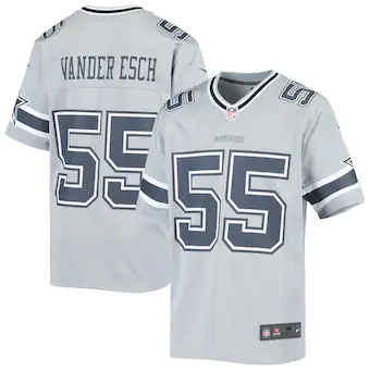 youth nike leighton vander esch gray dallas cowboys inverte